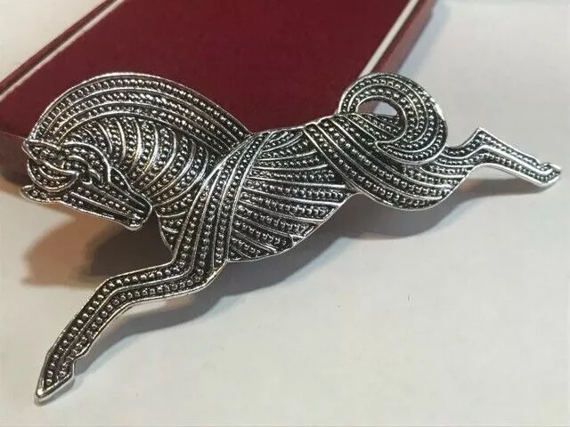 Art Deco / Celtic Style Silver Tone Galloping Horse Brooch / Pendant Shawl Pin