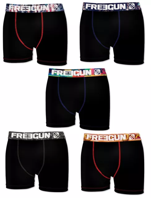 Lot 5 Boxers Enfant Freegun Microfibre Serie 1 Sublim