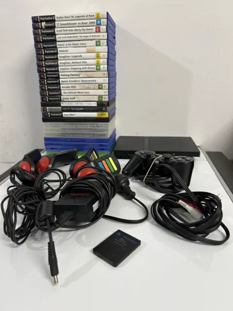 Sony PS2 Slim - 1 x Controller - 8mb Memory - Buzz Controllers- Huge 25 x Games