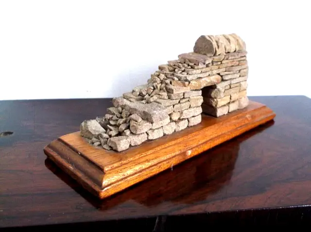 Fine & Rare Antique Miniature Model Teaching Aid Construction Of A Drystone Wall