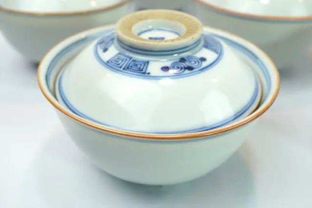 Seto Sometsuke bowl with lid 10 set made by Hansuke Kawamoto, Gosuke Kato 3