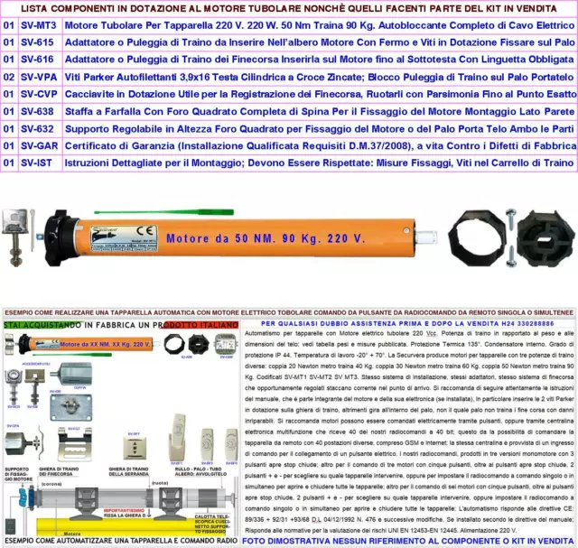 Tapparella Elettrica Serranda Avvolgibile 90 Kg Motore 220 V 50 Nm Staffa L Rego 2