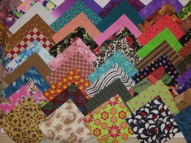 100 Fabric Squares 5 in Variety Cotton Quilt Block 50 Different 2 of each