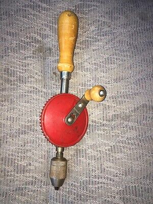 Vintage Hand Drill Egg Beater Woodworking Red USA