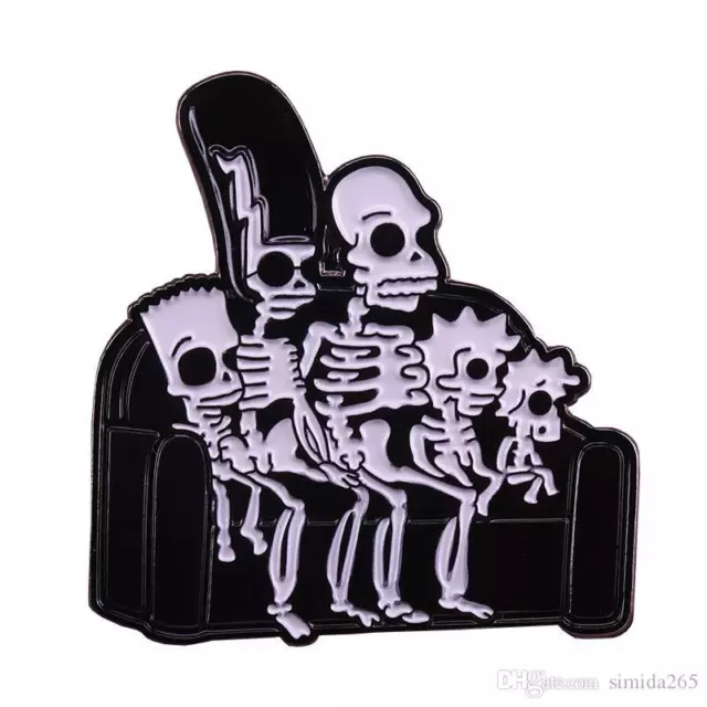 The Simpsons Family Couch X-Ray Skulls Enamel Pin Badge