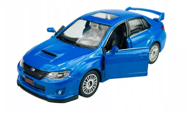 Subaru WRX STI Japanese Car Model Diecast Toy RMZ City Blue 1:32 Open Doors