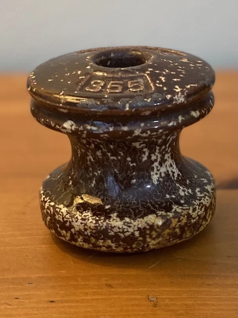 Vintage Crackled Brown Peirce 355 Porcelain Insulator