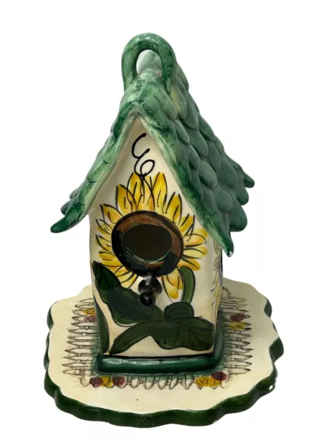Heather Goldminc Blue Sky Clayworks Bird House Sunflower Garden 10”
