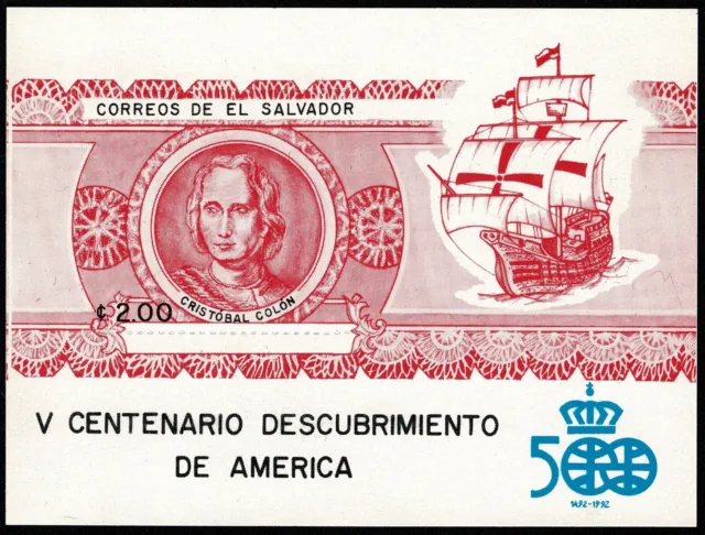 Stamp sellos El Salvador V Centenario Descubrimiento de America 500th 149-1992