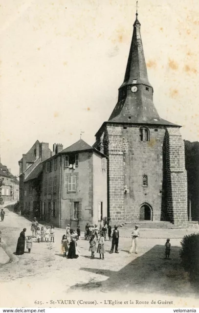 S8095 cpa 23 Saint Vaury - L'Eglise et la Route de Guéret