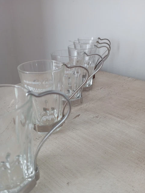 set da sei bicchierini  vintage anni 60/70 s.pellegrino con manico