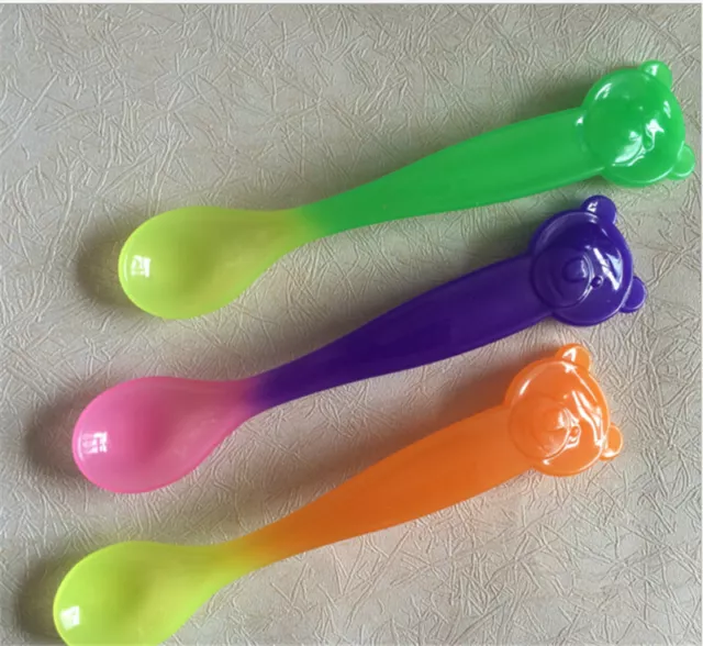 Cuchara de seguridad con detección de temperatura vajilla para bebé niños M&CRKZ'JQ