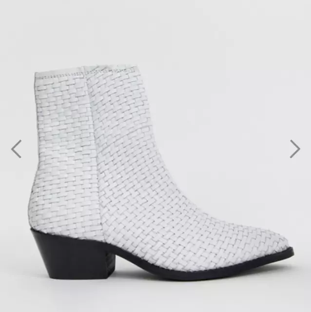 Magnifiques Bottines Véritable Cuir Tissé Blanc Pointure 37 NEUVES DS L/BTE