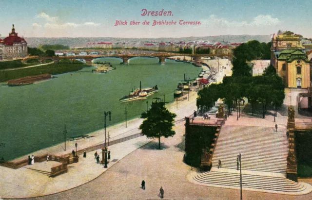 Ak*   Dresden - Blick über die Brühlsche Terrasse (G)20878