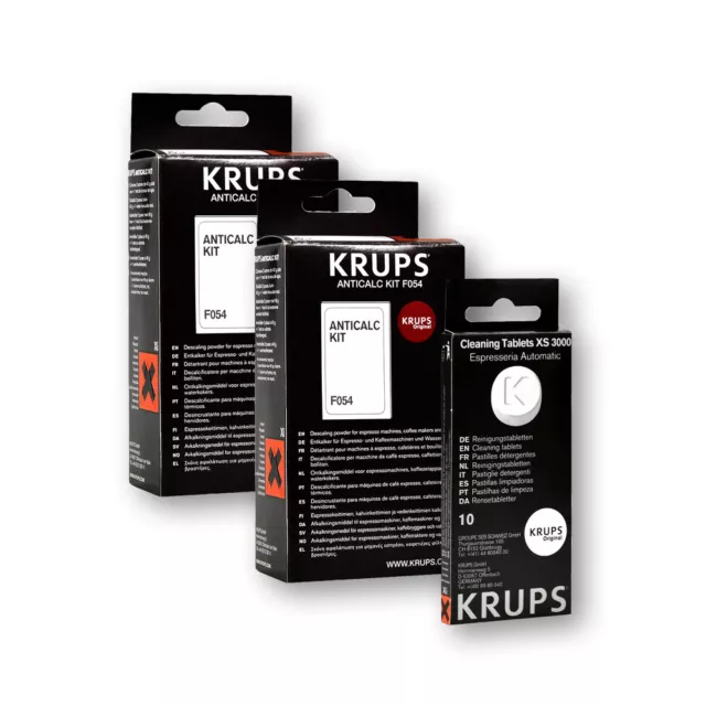 Krups Plegeset 2x Entkalker F054 01B + 1x Reinigungstabletten XS 3000