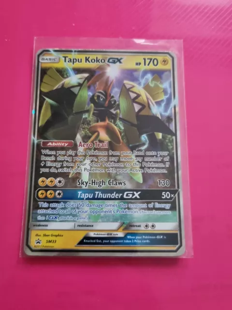 Pokemon Black Star Promo Card: TAPU KOKO GX - SM33 - HALF ART