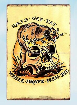 art wall Sailor Jerry skull rats get fat while brave men die metal tin sign