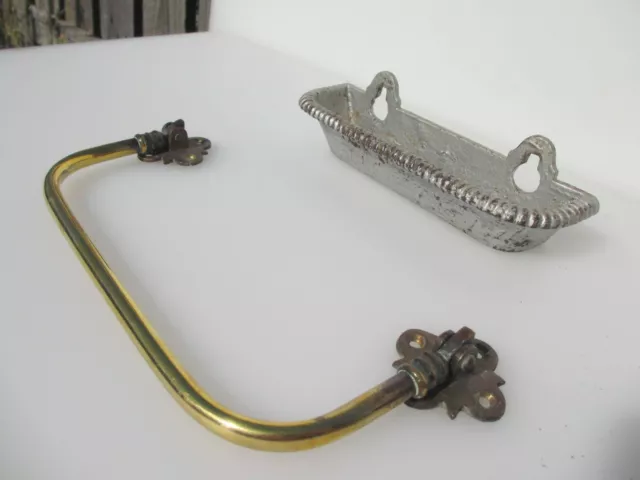 Victorian Brass Umbrella Holder Iron Pew Pot Church Antique Brass Cross Rail Old