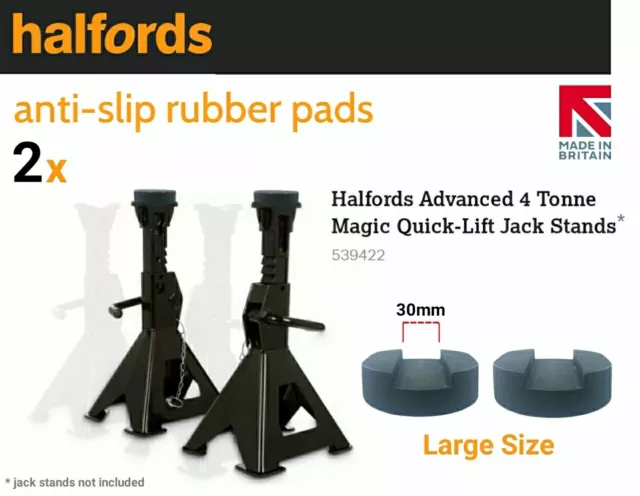 2x Almohadillas de goma para Halfords Advanced 4 Toneladas Magic Quick-Lift Jack Soportes 539422