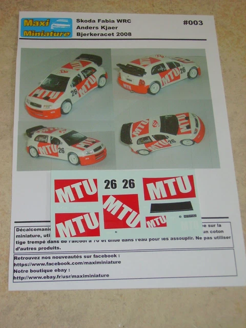 Décalcomanies 1/43 Pour Skoda Fabia WRC Anders Kjaer - Rallye