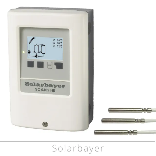 Solarbayer Zweikreis-Solarregler SC0402 HE Solarsteuerung Solar-Differenzregler