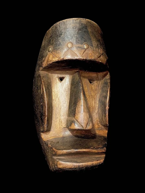 Dan African mask antiques tribal art Face vintage Wood Carved Vintage -4092