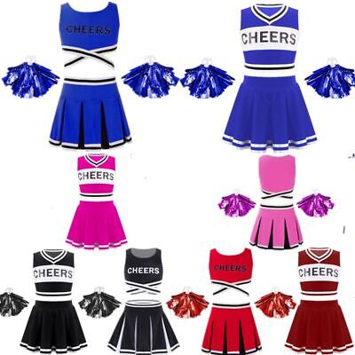 Kids Girls Cheerleading Outfits Crisscross Waist Crop Top Pleated Stylish SkirtS