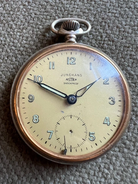 Chronomètre à Gousset Junghans Des Années 1930 - Style Militaire En Acier Inoxydable