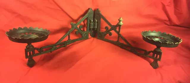 Antique Eastlake Cast Iron Oil Lamp Wall Mount w/ Bracket