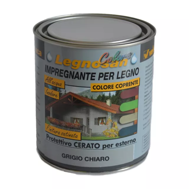 Vernice impregnante cerato all'acqua veleca 750 ml legno coprente colore grigio