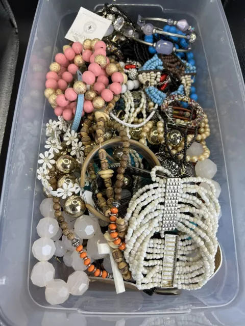 Jewelry Lot Over 4 lb Junk Craft Pieces Parts Some Wearable Necklaces Bracelets