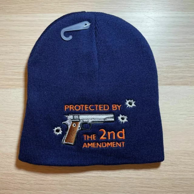 Protected by the 2nd Amendment Pistol NRA Winter Beanie Beanies (Blue)