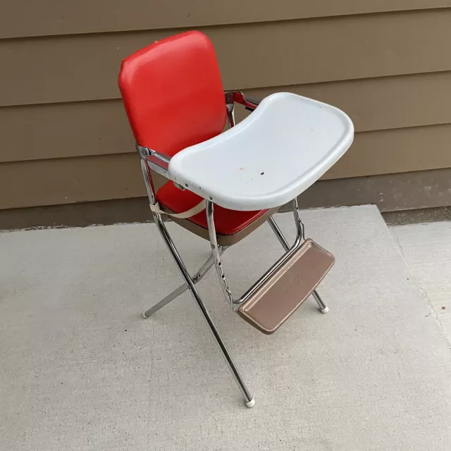 Vintage Retro 50s 60s Cosco High Chair Red White Chrome