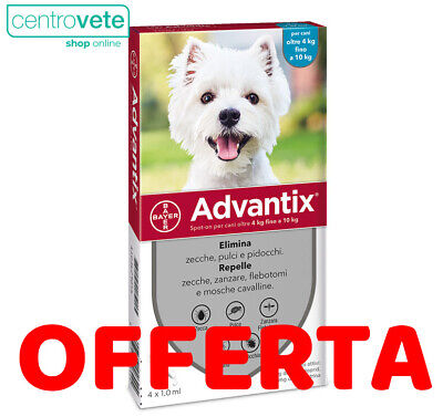 Bayer Advantix 4 -10 Kg  4 Pipette → Antiparassitario per Cani di Taglia Media 2