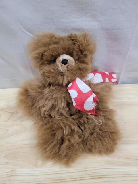 Alpaca Fur Plush Doll Brown Teddy Bear Vintage Lovey Furry Fuzzy Alpacalinda