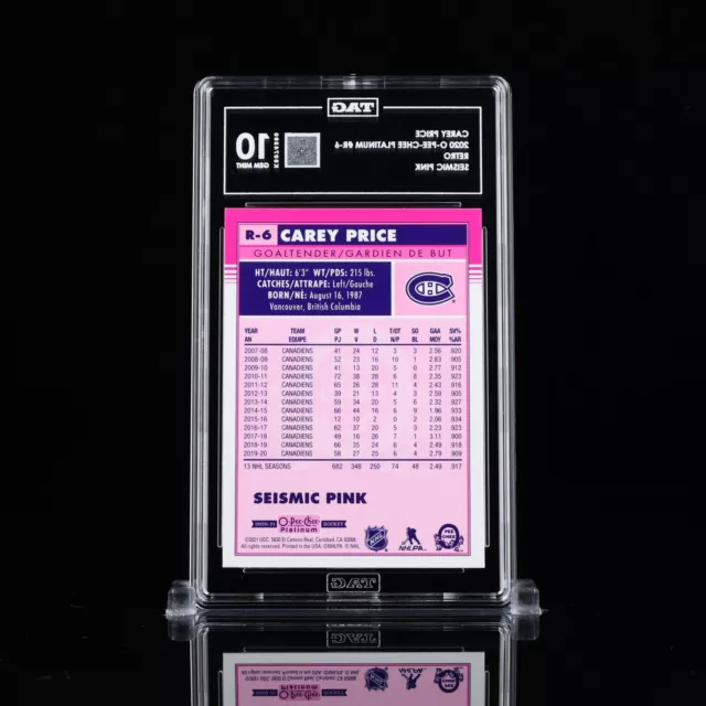 2020-21 OPC Platinum | Carey Price Retro Seismic Pink TAG GRADED 10 GEM MINT R-6 2
