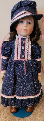 Vintage Marian Yu Designs 1988 Porcelain Doll / COA & Box Blue Dress 1746/3000