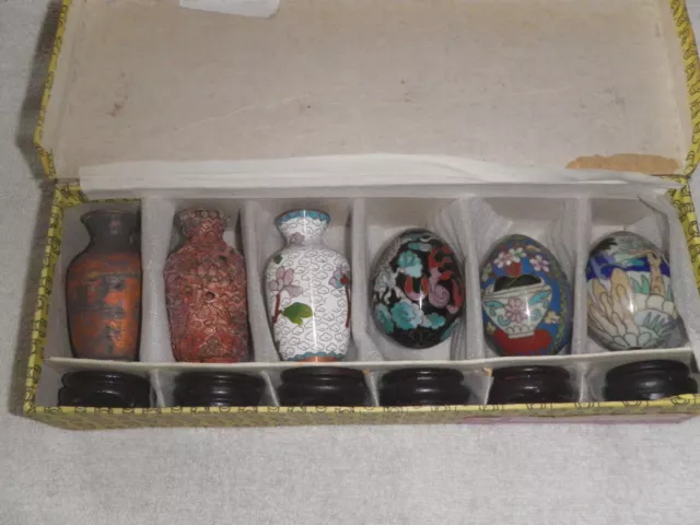 Coffret de 6 beaux cloisonnés chinois quasi neuf