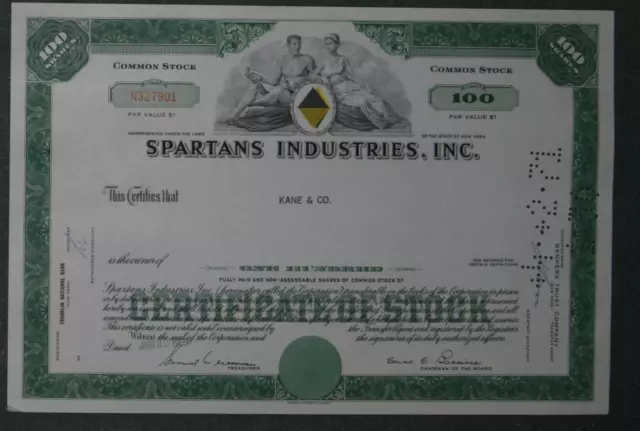 Spartans Industries, Inc. 1969  100 Shares