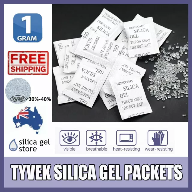 Up to2000x 1g Silica Gel Packets Moisture Absorber Desiccant Reusable Food Grade