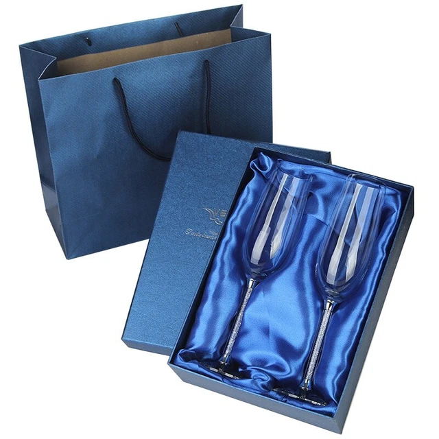 2 x (2 pz occhiali da sposa personalizzati flauti champagne festa cristallina regalo9520