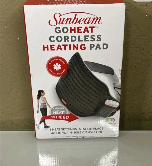 SUNBEAM GOHEAT CORDLESS Heating Pad 3 Heat Settings 2000825 New in Box