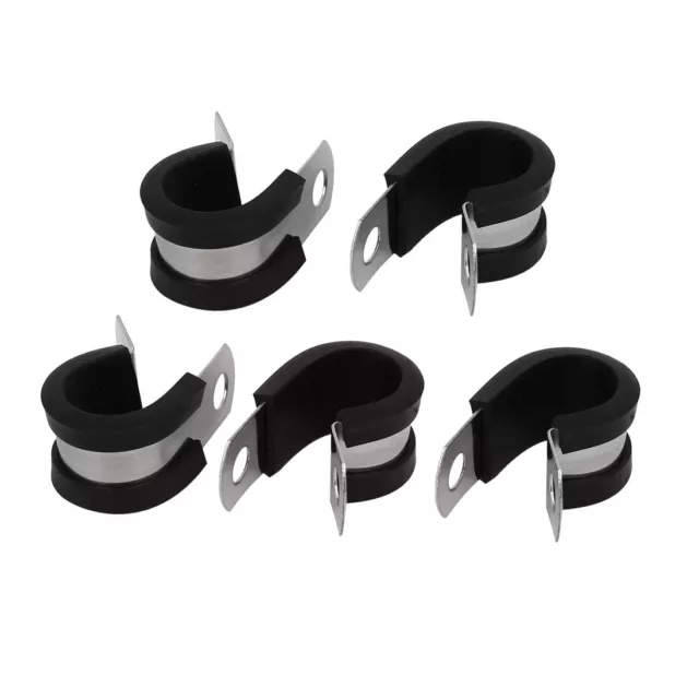 14mm Dia EPDM Rubber Lined P Clips Cable Hose Pipe Clamps Holder 5pcs