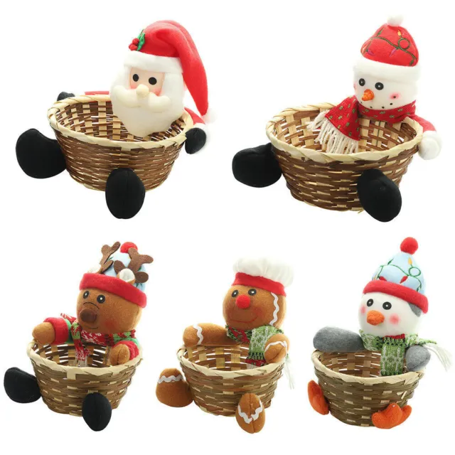 Home Christmas Decorations Handmade Candy Basket Xmas Santa Ornaments Gifts