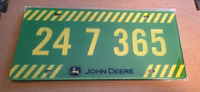 John Deere Genuine Acrylic License Plate 24 7 365 Bright