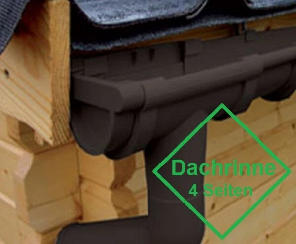 Halbrund-Dachrinnen-Set 2x4,00+2x6,00m Seiten 4-Eck-Gartenhaus anthrazit braun