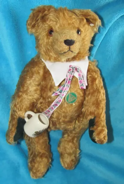 Vintage Mohair Teddy Bear Musical German Hermann Wind Up Oktoberfest Mug Tag 16"