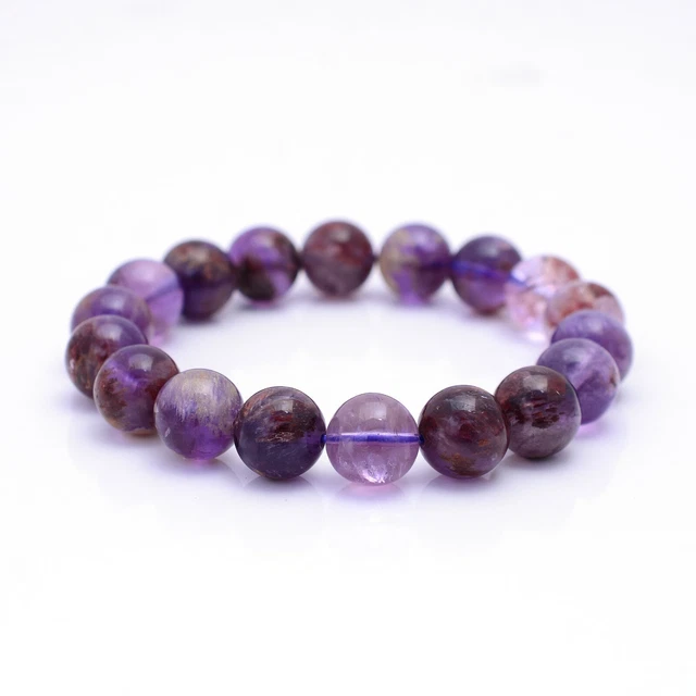 Phantom Quartz Bracelet Cacoxenite Amethyst Purple Phantom Quartz Mala Gift Hand