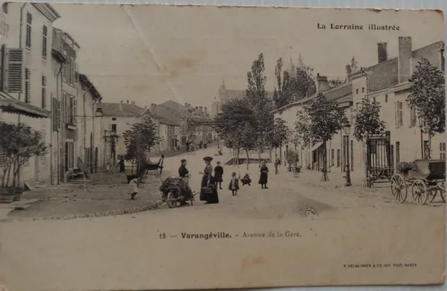 VARANGEVILLE 54 cpa avenue de la Gare -Animée Bon Etat 1904