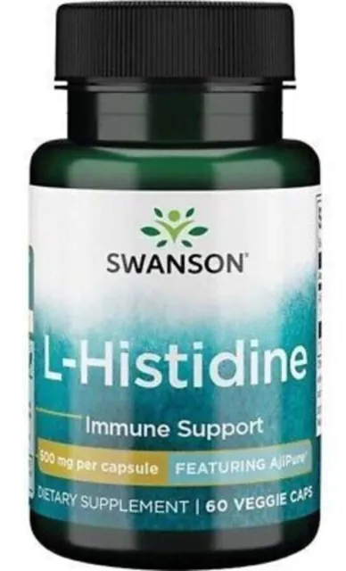 Swanson AjiPure L-Histidine 500mg 60 Veg Capsules | Superoxide Dismutase (SOD)